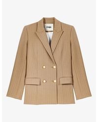 Maje - Tailored Double-Breasted Stretch Wool-Blend Blazer - Lyst