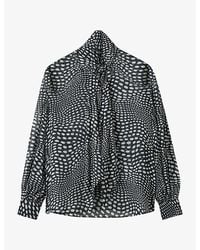 Whistles - Mixed Spot Scarf Sheer Blouse - Lyst