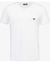 Emporio Armani - Essential Logo-embroidered Cotton-jersey T-shirt - Lyst
