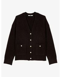 Maje - Button-Embellished Relaxed-Fit Yak Wool-Blend Cardigan - Lyst