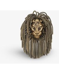 Gucci Lionhead Fringed Gold-toned Brass Brooch - Metallic