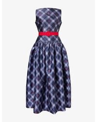 Ara - Fit-And-Flare Brand-Print Satin Maxi Dress - Lyst