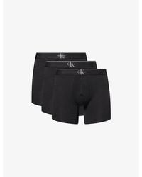 Calvin Klein - Graphic Monogram Pack Of Three Stretch-Cotton Boxer Briefs - Lyst