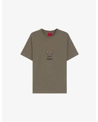 HUGO - Brand-Embroidered Short-Sleeved Cotton-Jersey T-Shirt - Lyst