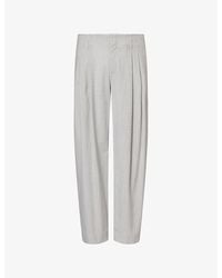 Emporio Armani - Striped Double-Pleat Wool-Blend Trousers - Lyst
