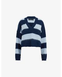 AllSaints - Lou Striped Cropped Knitted Jumper - Lyst
