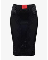 Dilara Findikoglu - Behind The Window Stretch-Satin And Mesh Knee-Length Skirt - Lyst