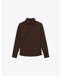 Reiss - Duke Cutaway-Collar Cotton-Jersey Shirt - Lyst