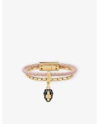 BVLGARI - Serpenti Forever-Plated Brass And Leather Bracelet - Lyst
