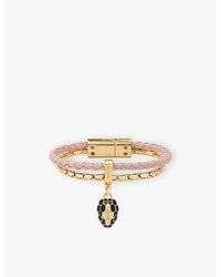 BVLGARI - Serpenti Forever-Plated Brass And Leather Bracelet - Lyst