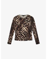 AllSaints - Katlyn Leopard-Print Long-Sleeve Stretch-Jersey Top - Lyst