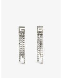Gucci - G-motif Diamante-embellished Palladium-plated Brass Drop Earrings - Lyst