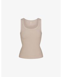 Skims Dolce & Gabbana X Logo-Patch Cropped Stretch-Cotton Top in