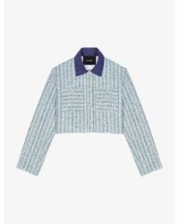 Maje - Contrast-tweed Cropped Cotton-blend Blazer - Lyst