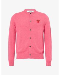 COMME DES GARÇONS PLAY - Double Heart Wool Knit Cardigan - Lyst
