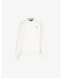 Polo Ralph Lauren - Logo-Embroidery Polo-Collar Cotton-Blend Jersey Sweatshirt - Lyst