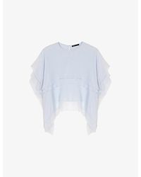 Maje - Ruffled Cape-Effect Chiffon Top - Lyst