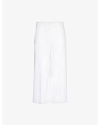 Theory - Crosshatch-weave Wide-leg Mid-rise Linen-blend Trousers - Lyst
