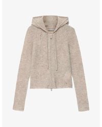 AllSaints - Mabel Distressed Knit Woven Hoody - Lyst