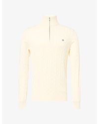 GANT - Half-Zip Cable-Knit Cotton Jumper - Lyst