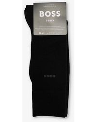 BOSS - Bamboo Logo-print Pack Of Two Stretch-woven Blend Socks - Lyst
