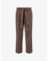 The Couture Club - Belted Barrel-Leg Woven Trousers - Lyst
