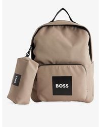 BOSS - Kids' Brand-Print Woven Backpack - Lyst