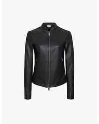 Reiss - Allie Slim-fit Leather Biker Jacket - Lyst