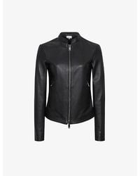 Reiss - Allie Slim-Fit Leather Biker Jacket - Lyst