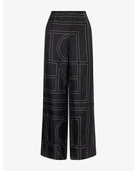 TOTEME - Monogram-Print Silk-Twill Pyjama Bottoms - Lyst
