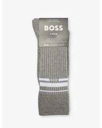 BOSS - Stripe-pattern Pack Of Two Stretch-cotton Blend Socks - Lyst