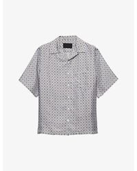 Prada - Graphic-print Short-sleeve Silk Shirt - Lyst
