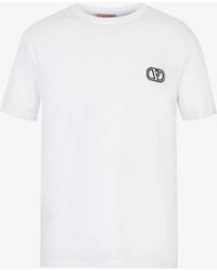Valentino Garavani - Vlogo Brand-embroidered Cotton-jersey T-shirt - Lyst