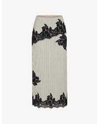Amy Lynn - Verona Striped Satin Midi Skirt - Lyst