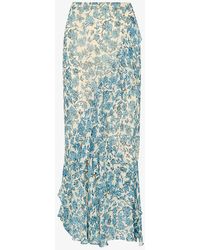 Whistles - Floral-print High-rise Woven Midi Skirt - Lyst