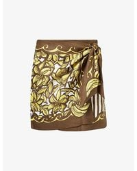 ALÉMAIS - Graphic-Pattern Sarong Hemp Mini Skirt - Lyst