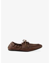 Prada - Shuffle Antiqued Leather Boat Loafers - Lyst