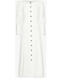 Reformation - Halia Puffed-sleeve Stretch Organic-cotton Midi Dress - Lyst