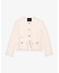 Maje - Belted Braided-trim Woven Jacket - Lyst
