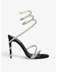 Rene Caovilla - Cleo Crystal-embellished Suede Heeled Sandals - Lyst