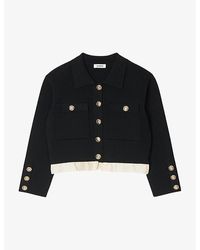 Sandro - Ruffle-trim Cropped Knitted Cardigan - Lyst
