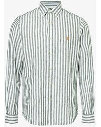 Polo Ralph Lauren - Stripe-pattern Brand-embroidered Linen Shirt Xx - Lyst