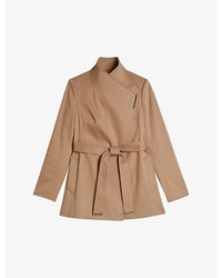 Ted Baker - Rosiaas Wrap-front Hip-length Cotton Trench Coat - Lyst