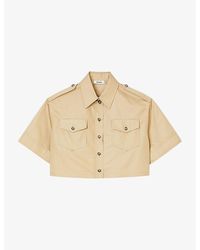 Sandro - Patch-pocket Cropped Cotton-blend Shirt - Lyst