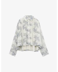 Loewe - Patterned Split-hem Cotton And Silk-blend Shirt - Lyst