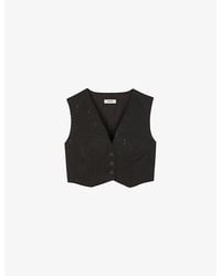 Sandro - Sequin-Embellished Cropped Woven Top - Lyst