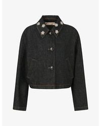 Marni - Daisy Applique Denim Jacket - Lyst