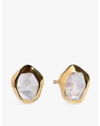 Monica Vinader - Mv Odyssey Gemstone 18Ct Vermeil And Moonstone Stud Earrings - Lyst