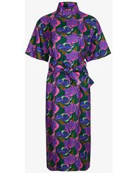 Soeur - Witty Abstract- Silk Midi Dress - Lyst