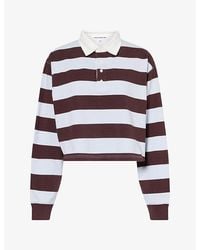 GOOD AMERICAN - The Cropped Rugby Cotton-Jersey Polo Shirt - Lyst